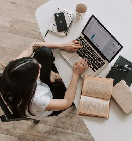 studying at a computer